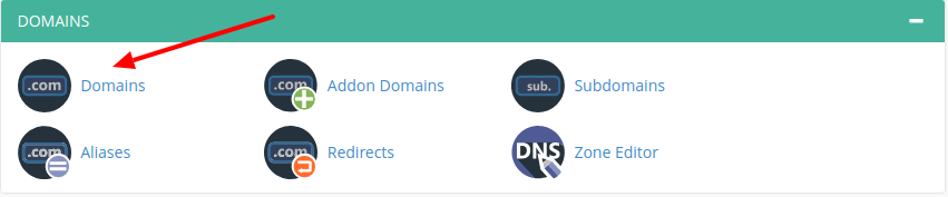 Domains icon in cPanel
