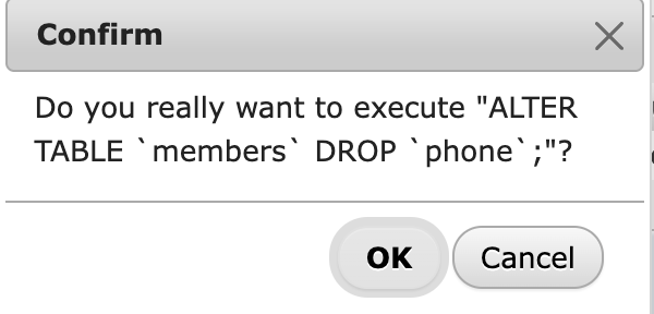 The confirmation prompt before dropping the phone field