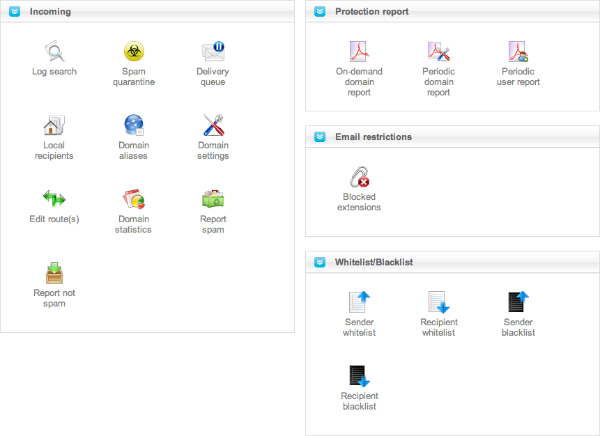 SpamExperts dashboard