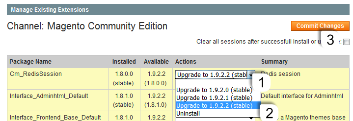 Commit Changes button