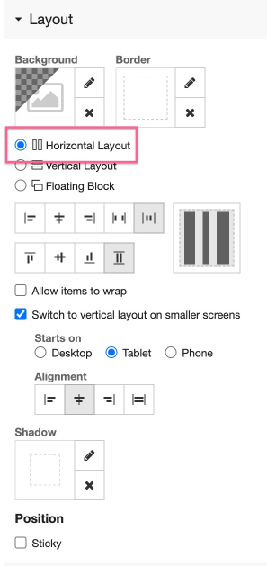 Layout type selector