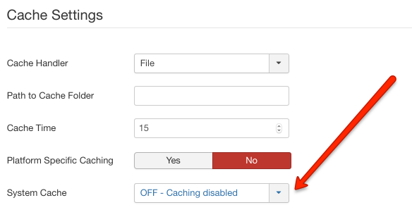 Joomla plugin manager showing cache modules