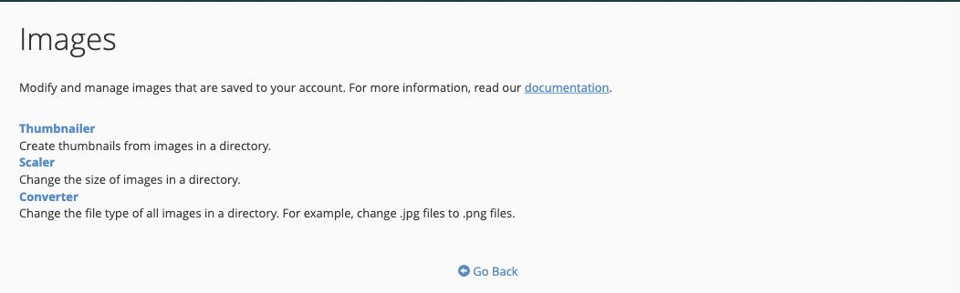 The Images tools in cPanel