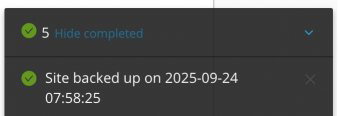 WP Toolkit task manager pane showing backup progress