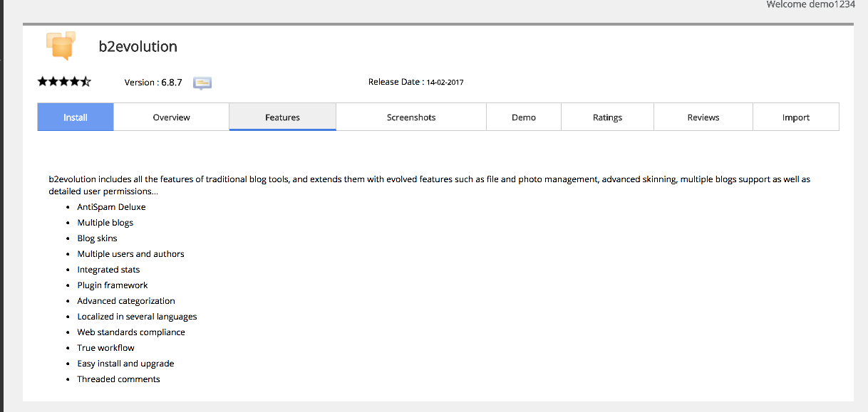 Features list