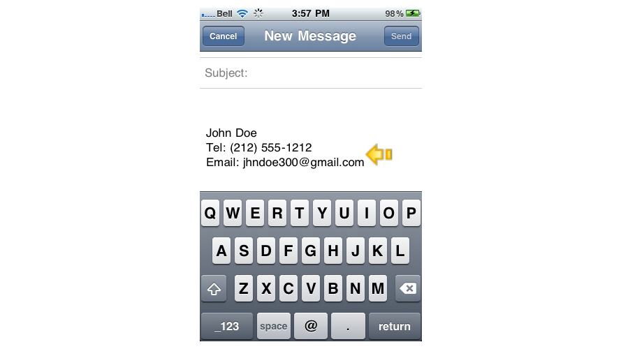 Signature appearing in new email