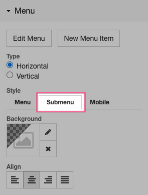 Submenu styling tab
