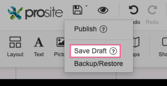 Save Draft option in the Publish menu