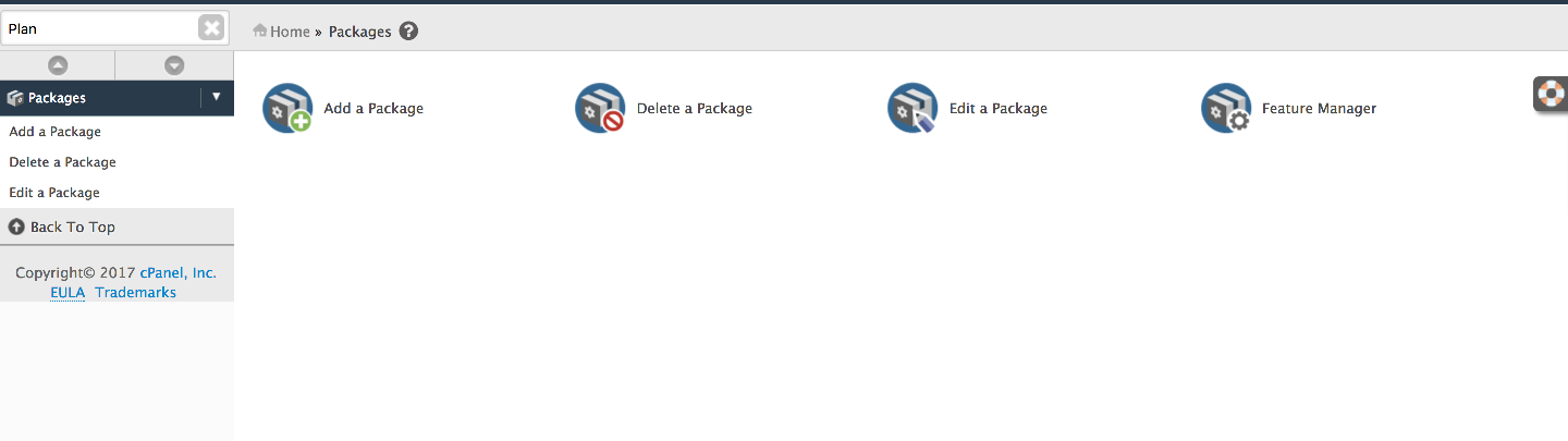Packages menu item
