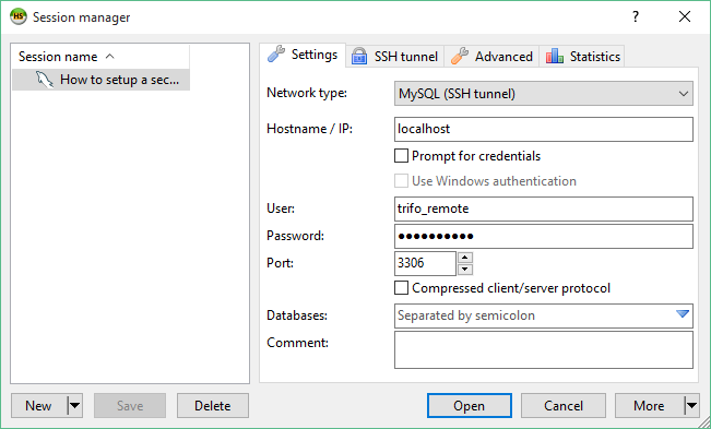 HeidiSQL Settings tab