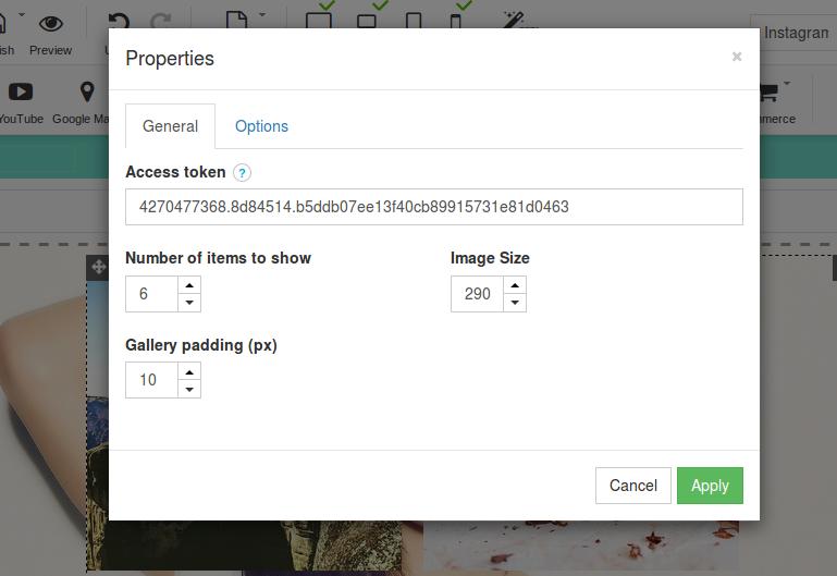 General tab with access token field