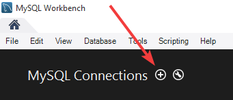 MySQL Workbench new connection button