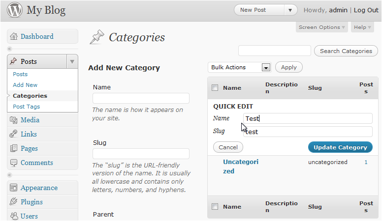 Quick edit fields