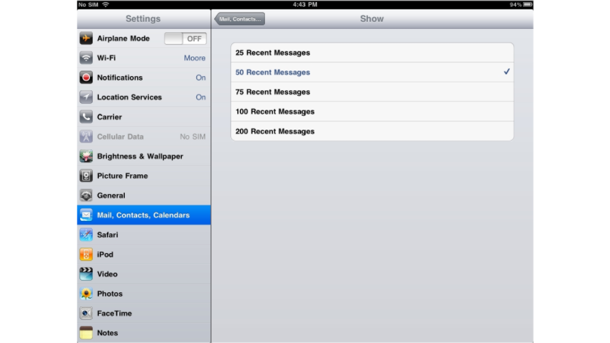 Number of messages