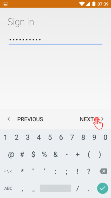 Password screen