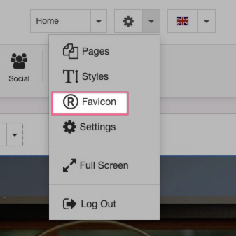 Settings menu with Favicon option