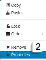 Properties menu