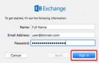 Mac Mail sign-in screen