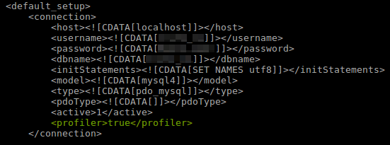 SQL profiler setting in local.xml