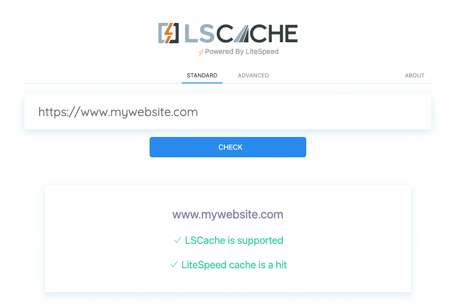 LiteSpeed Cache check result