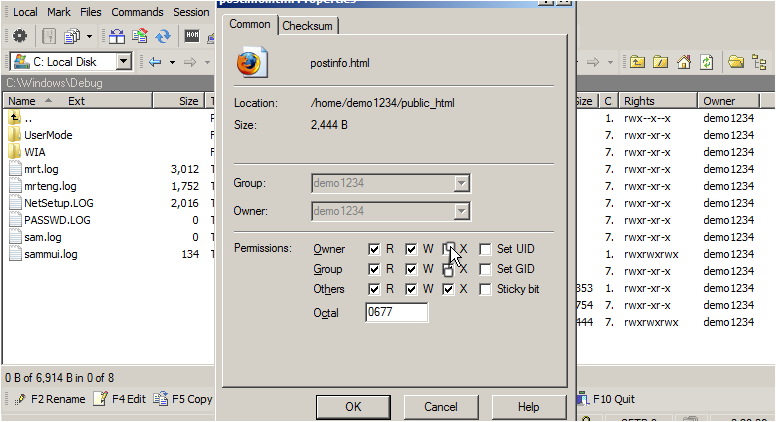 Permission checkboxes