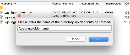 Enter folder name dialog