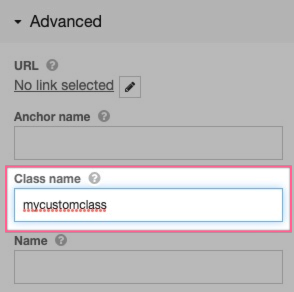 Adding a custom class name in the Advanced config panel