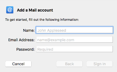 Account details screen