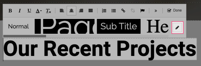 Pencil icon to access Styles settings