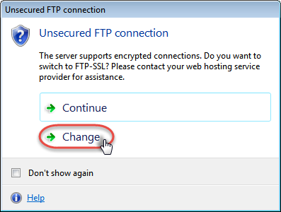 Switch to FTP-SSL prompt