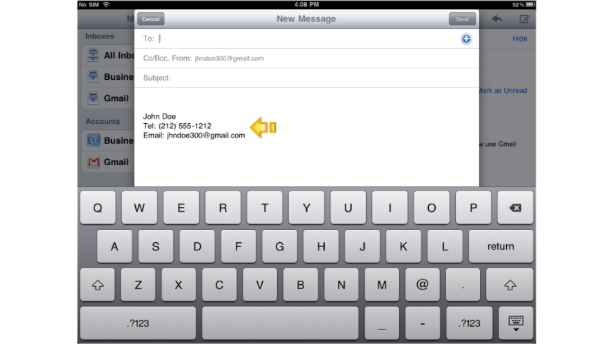 Signature in new email
