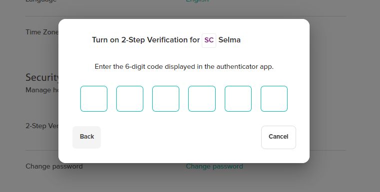 Entering the 6-digit verification code to finish MFA setup