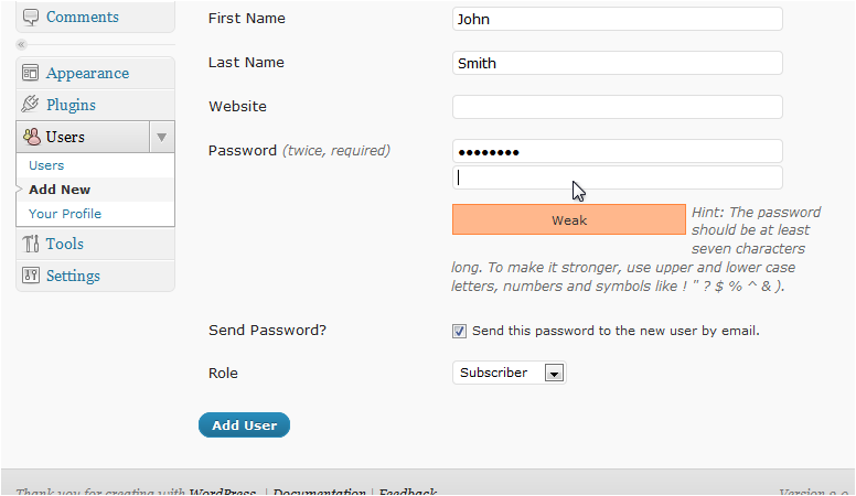 Add New User button