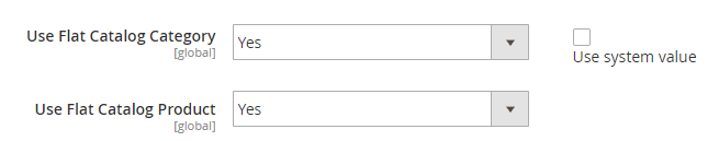 Flat Catalog settings in Magento 2 admin