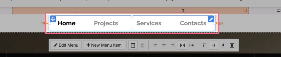 Navigation bar after applying sub-menu