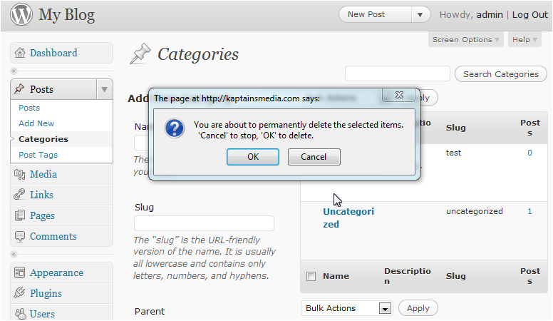 Confirmation dialog
