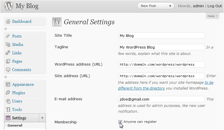 Membership setting
