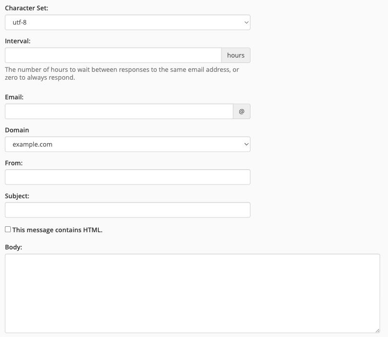 The Add Autoresponder form in cPanel