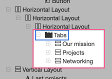 Tab panels shown in the Page Structure tree