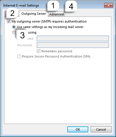 Outgoing Server tab