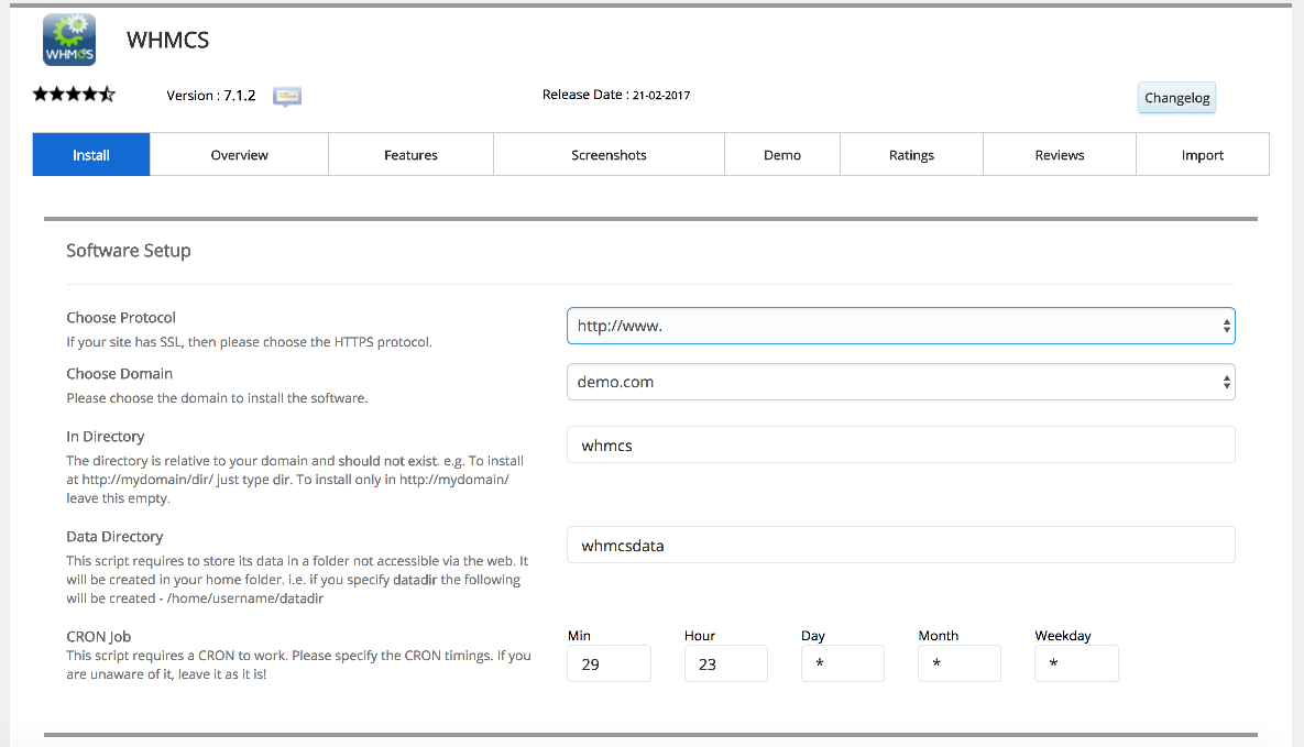 WHMCS overview page