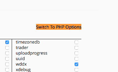 Switching to PHP Options in Select PHP Version