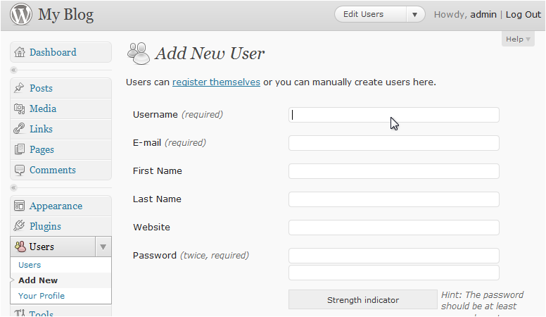 Username field