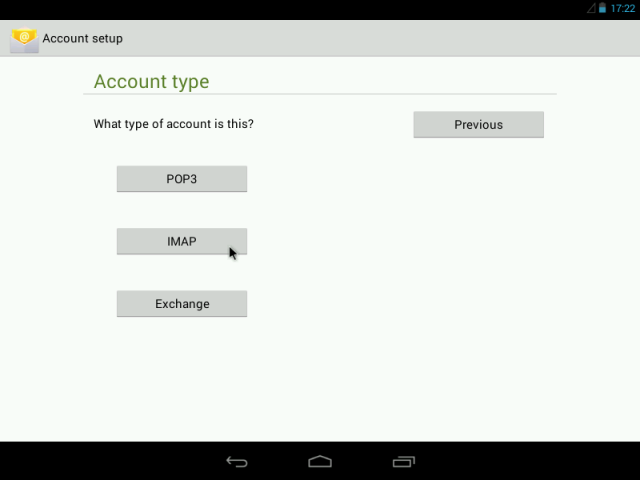 Account type selection