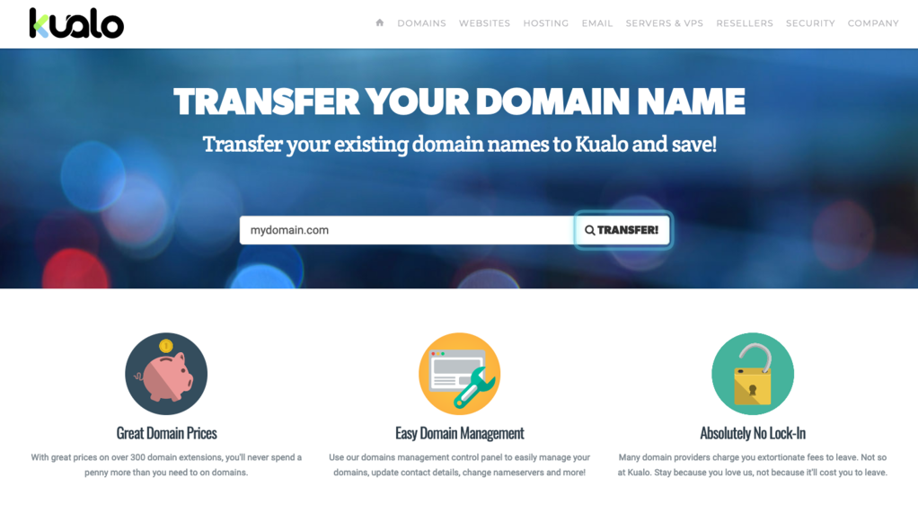 Domain search screen
