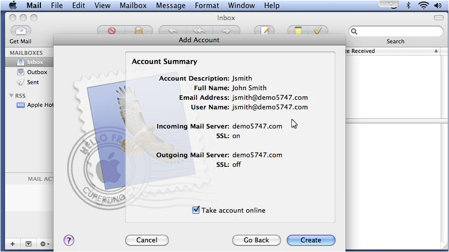Account summary screen