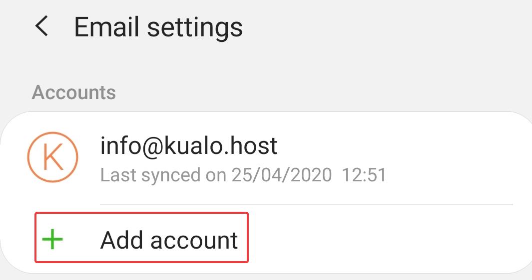 Add Account option in Settings