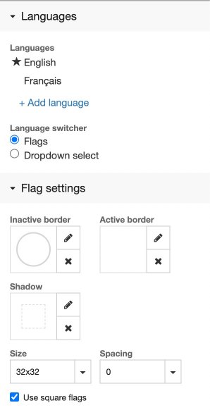 Language selector config panel
