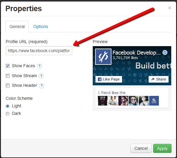 Properties dialog showing the Profile URL field