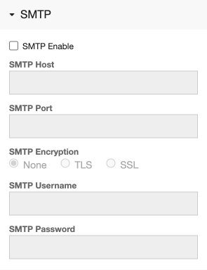 SMTP settings panel